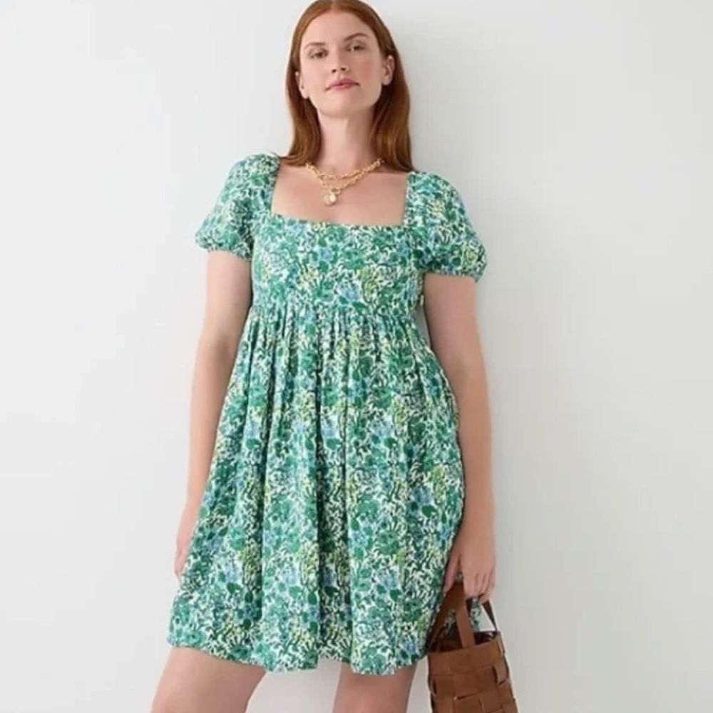 NWT J. Crew  Linen-cupro Green Mini Dress in Valletta Paisley - Size 00
